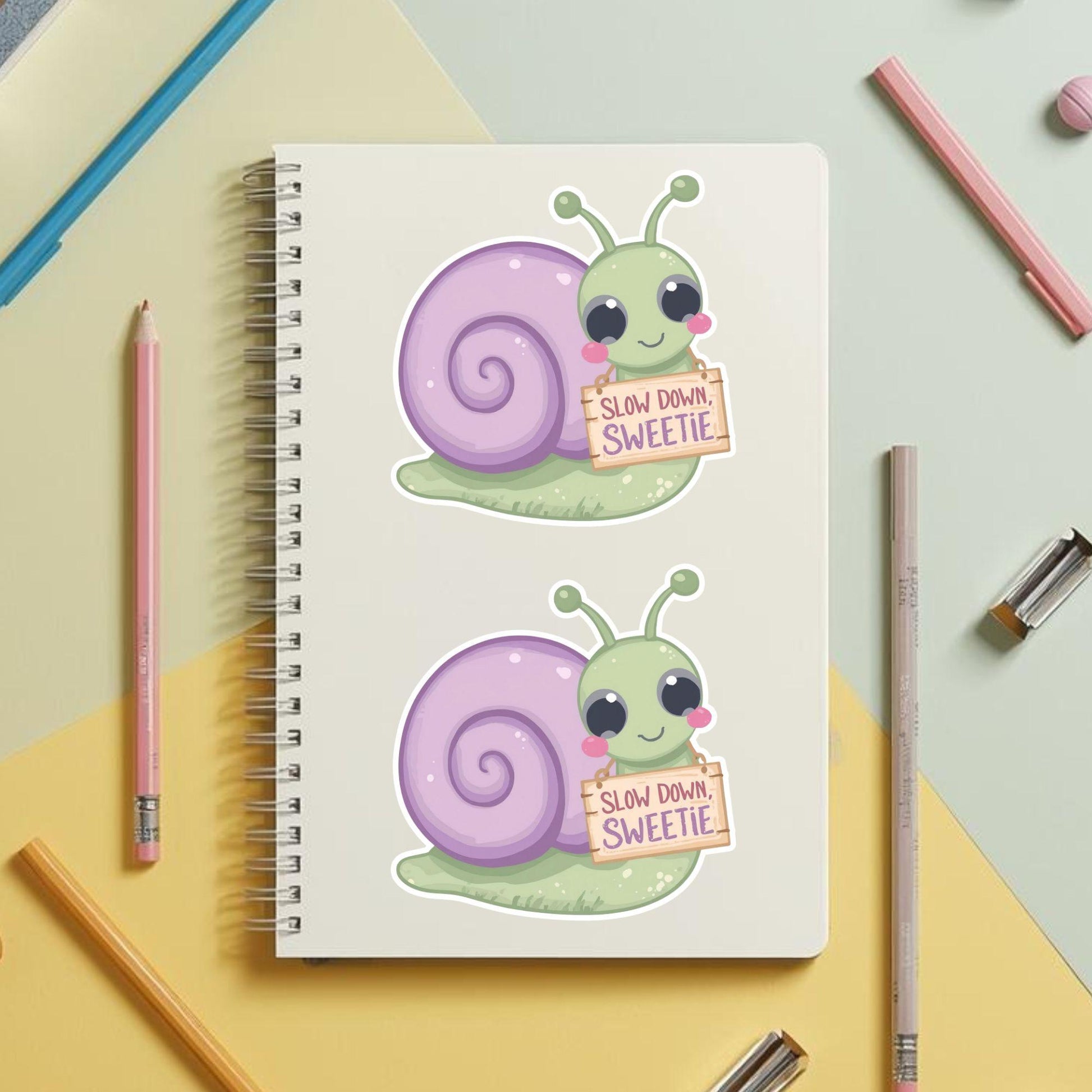 Slow Down Sweetie Snail | Motivational | White Vinyl | Die-Cut Sticker