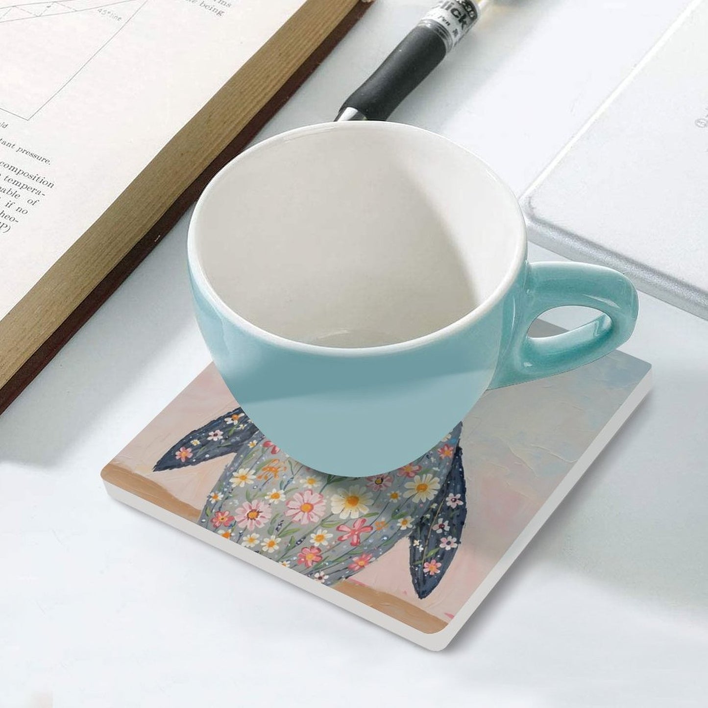 Floral Penguin Ceramic Coasters (Set of 4 or 6)