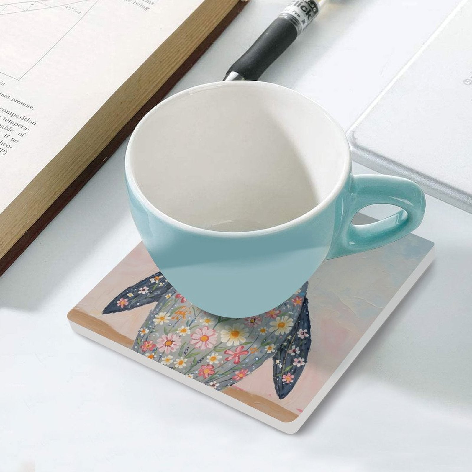 Floral Penguin Ceramic Coasters (Set of 4 or 6)