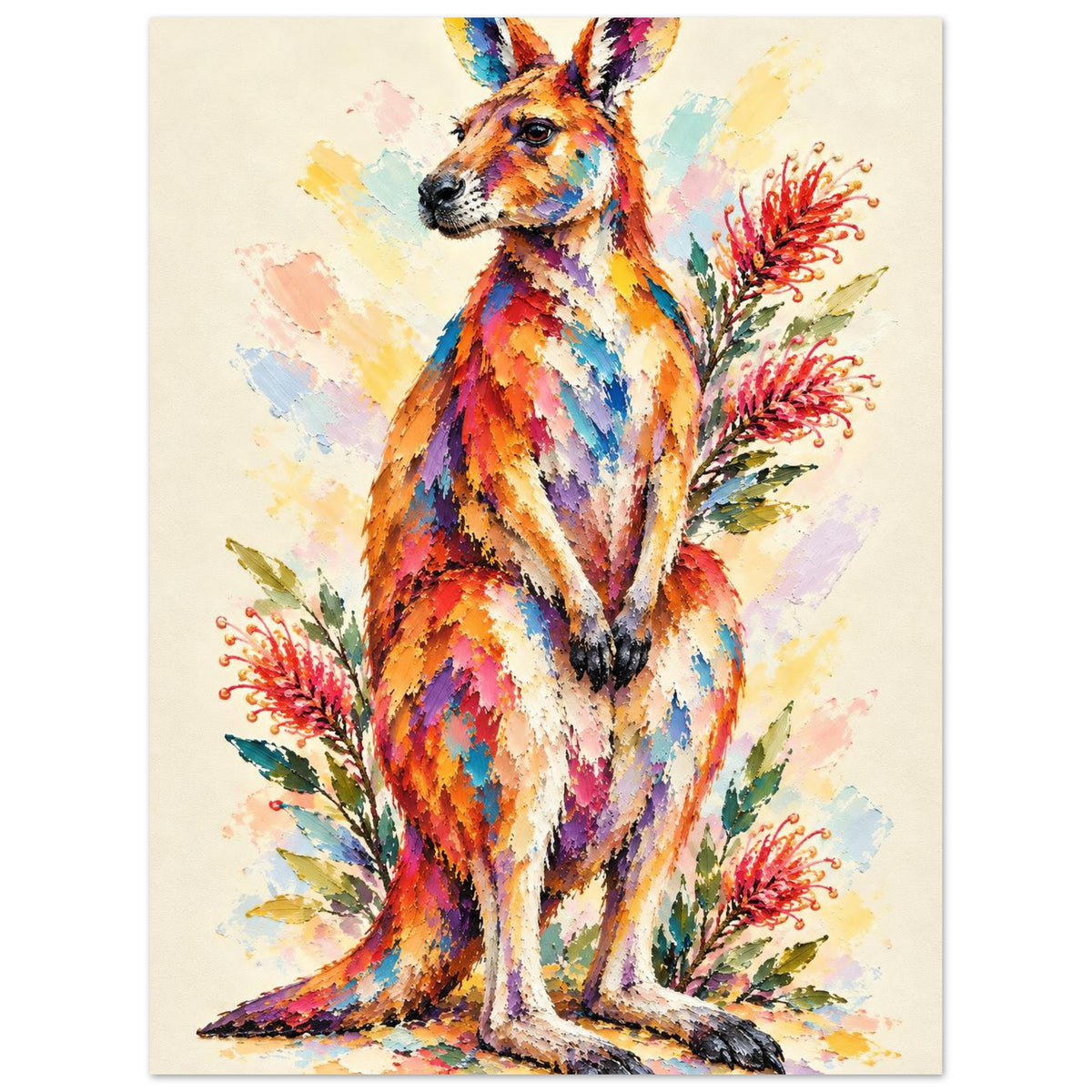 Kangaroo Painted Australian Animal Fine Art Poster 45x60 cm 18x24″
