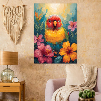 Tropical Parrot Paradise Fine Art Poster - Vivid Abstract Bird & Floral Wall Decor