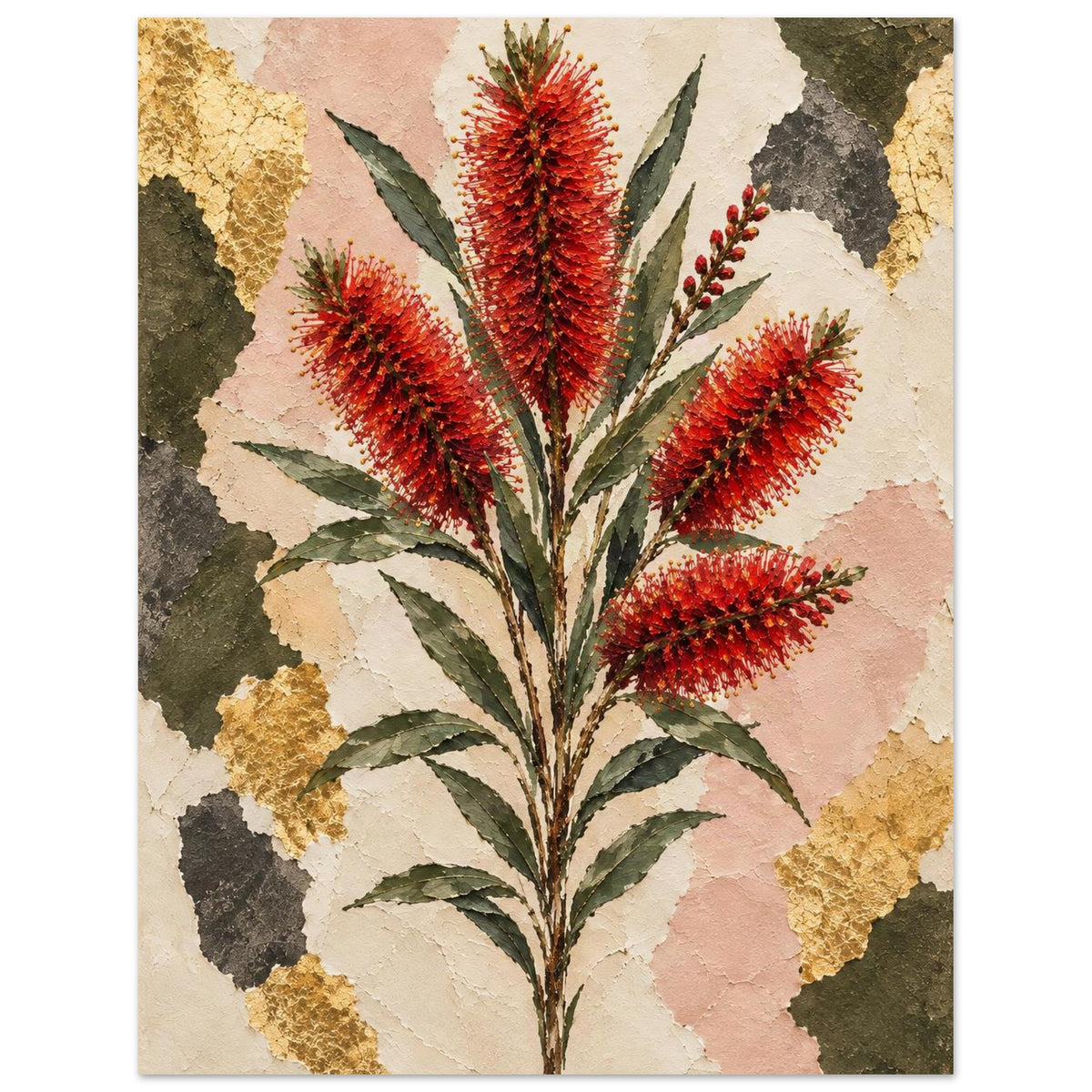 Bottlebrush Australian Native Flower Fine Art Poster 27x35 cm 11x14″