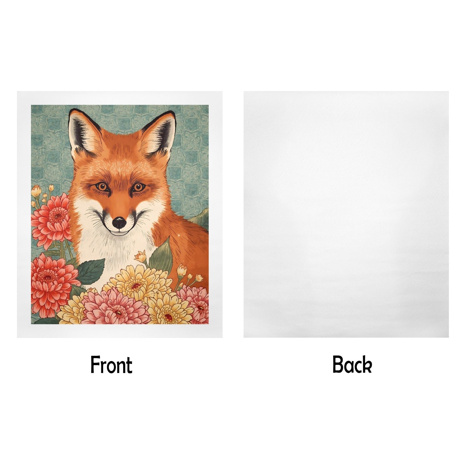 Floral Fox – Japanese Ukiyo-e Inspired Canvas Wall Art Print