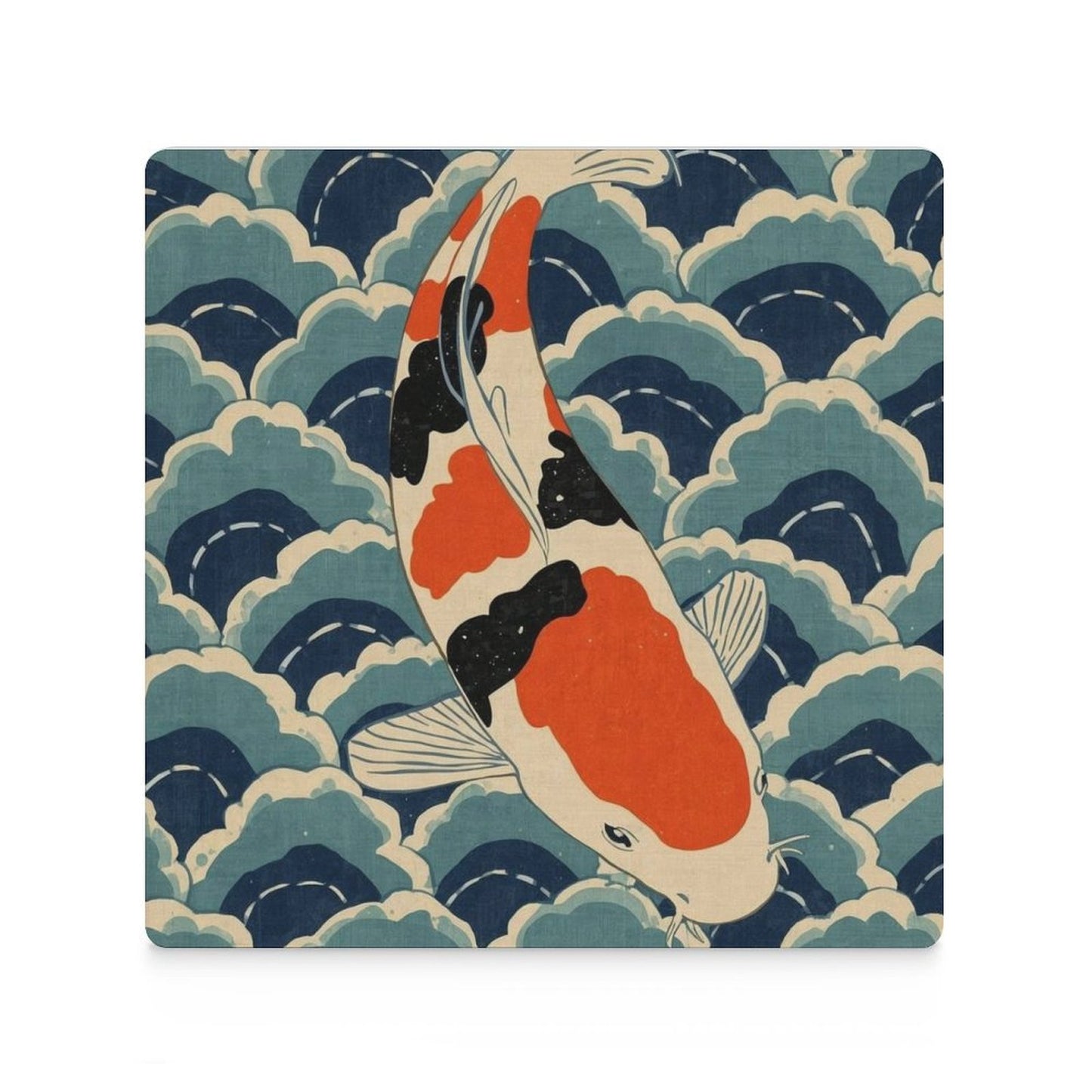 Koi Harmony Japanese Ukiyo-e Inspired Ceramic Coasters (Set of 4 or 6)