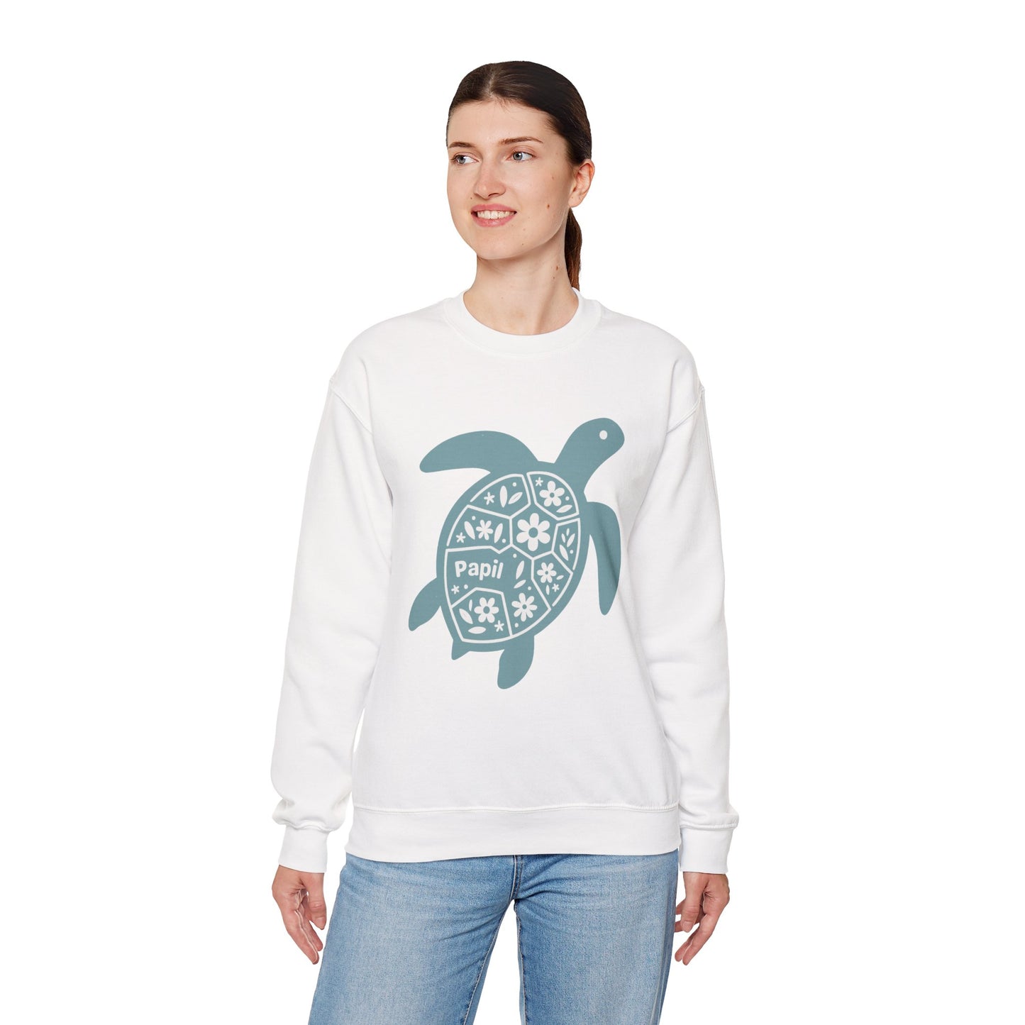 Turtle Graphic Sweatshirt — Floral Sea Turtle Crewneck