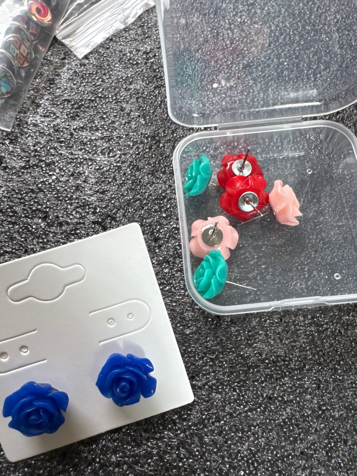 3D Acrylic Rose Flower Studs | Stainless Steel