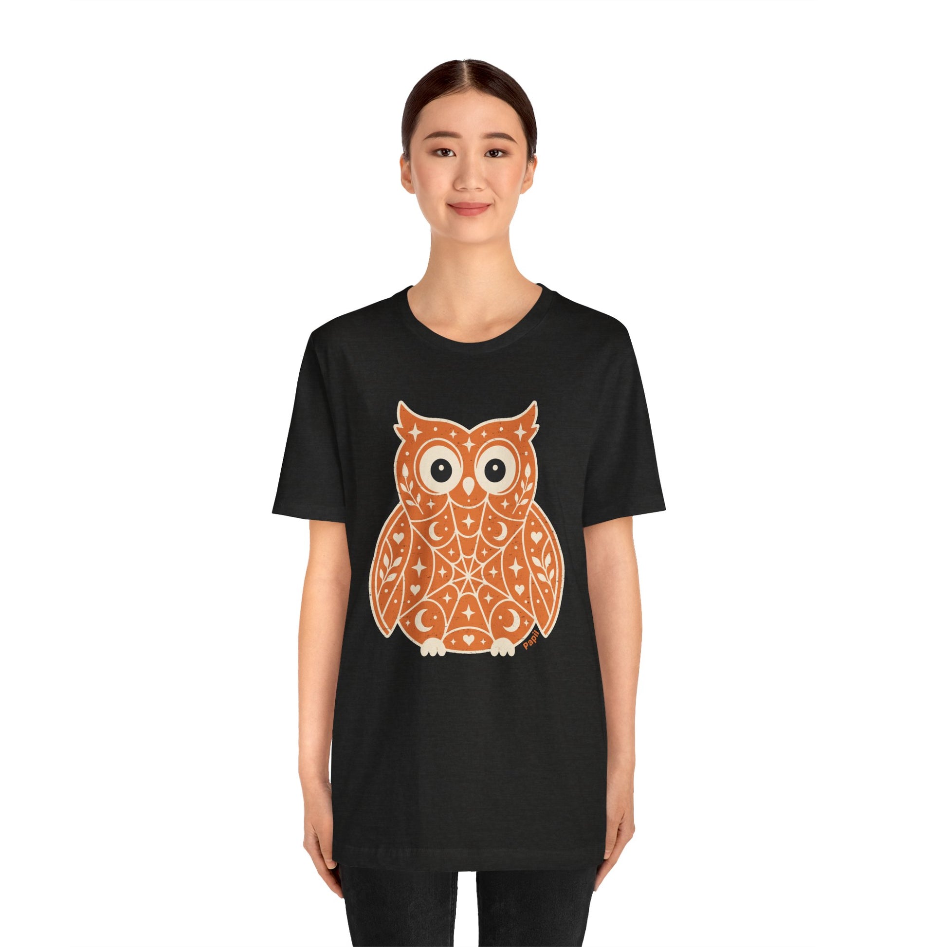 Enchanted Owl Halloween Graphic Tee | Vintage Woodland Owl T-Shirt - Orange