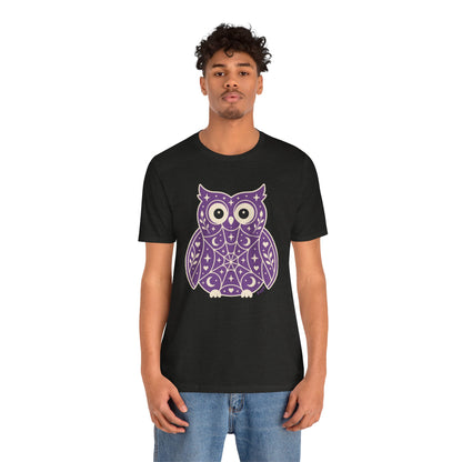 Enchanted Owl Halloween Graphic Tee | Vintage Woodland Owl T-Shirt - Purple