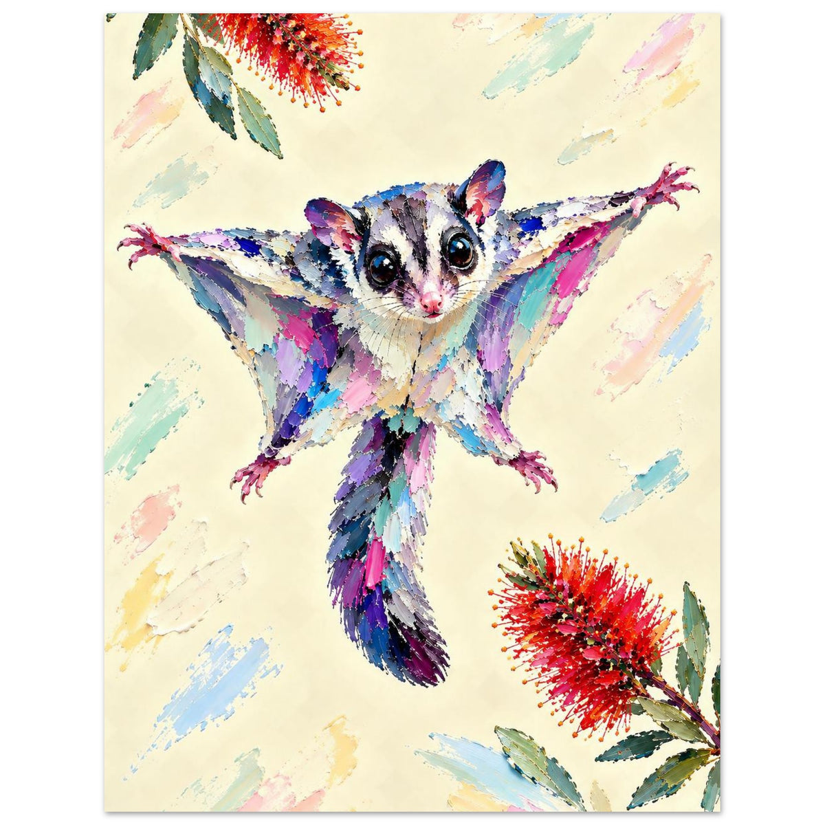 Sugar Glider Painted Australian Animal Fine Art Poster 27x35 cm 11x14″