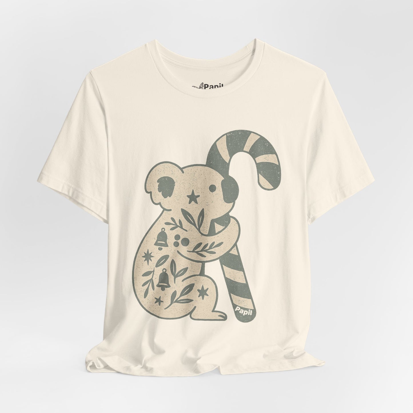 Koala Candy Cane Christmas Unisex T-Shirt — Cute Floral Koala Australian Holiday Tee