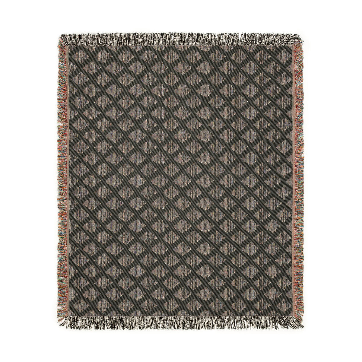 Navy & Ivory Diamond Pattern Woven Blanket