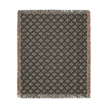 Navy & Ivory Diamond Pattern Woven Blanket