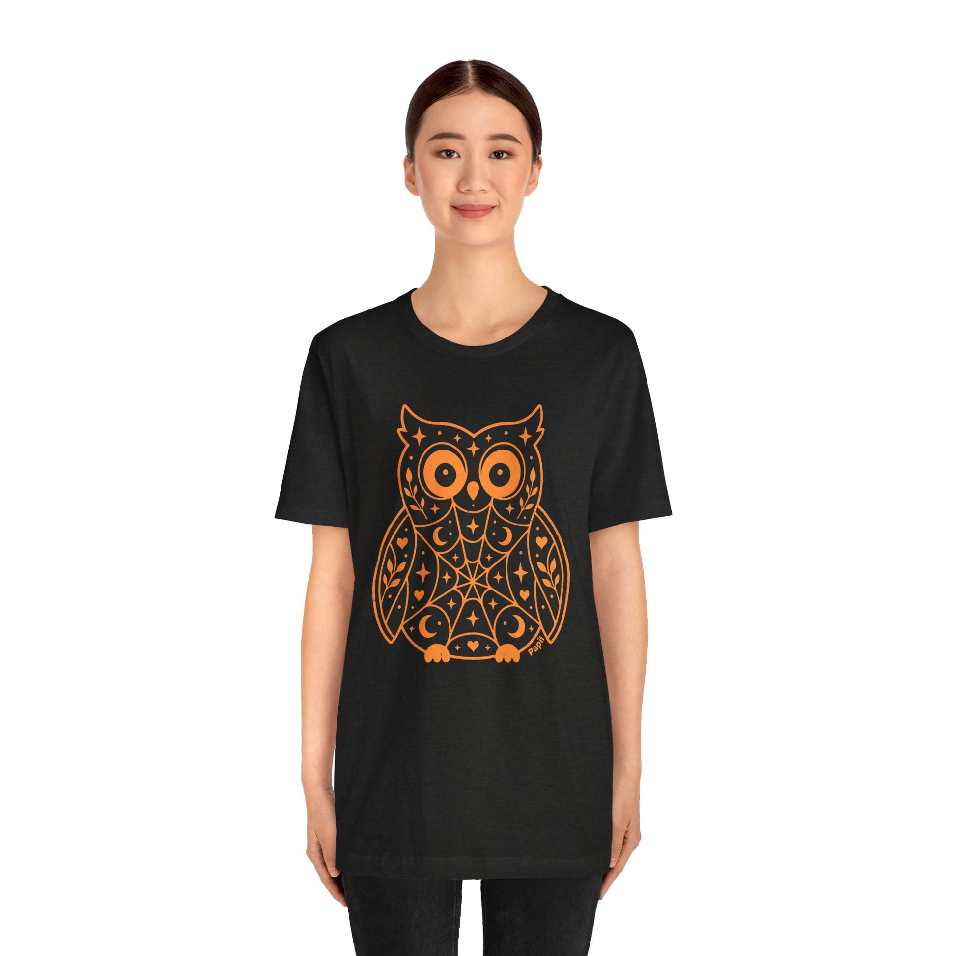 Enchanted Owl Halloween Graphic Tee | Vintage Woodland Owl T-Shirt - Black