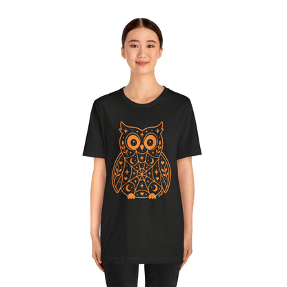 Enchanted Owl Halloween Graphic Tee | Vintage Woodland Owl T-Shirt - Black