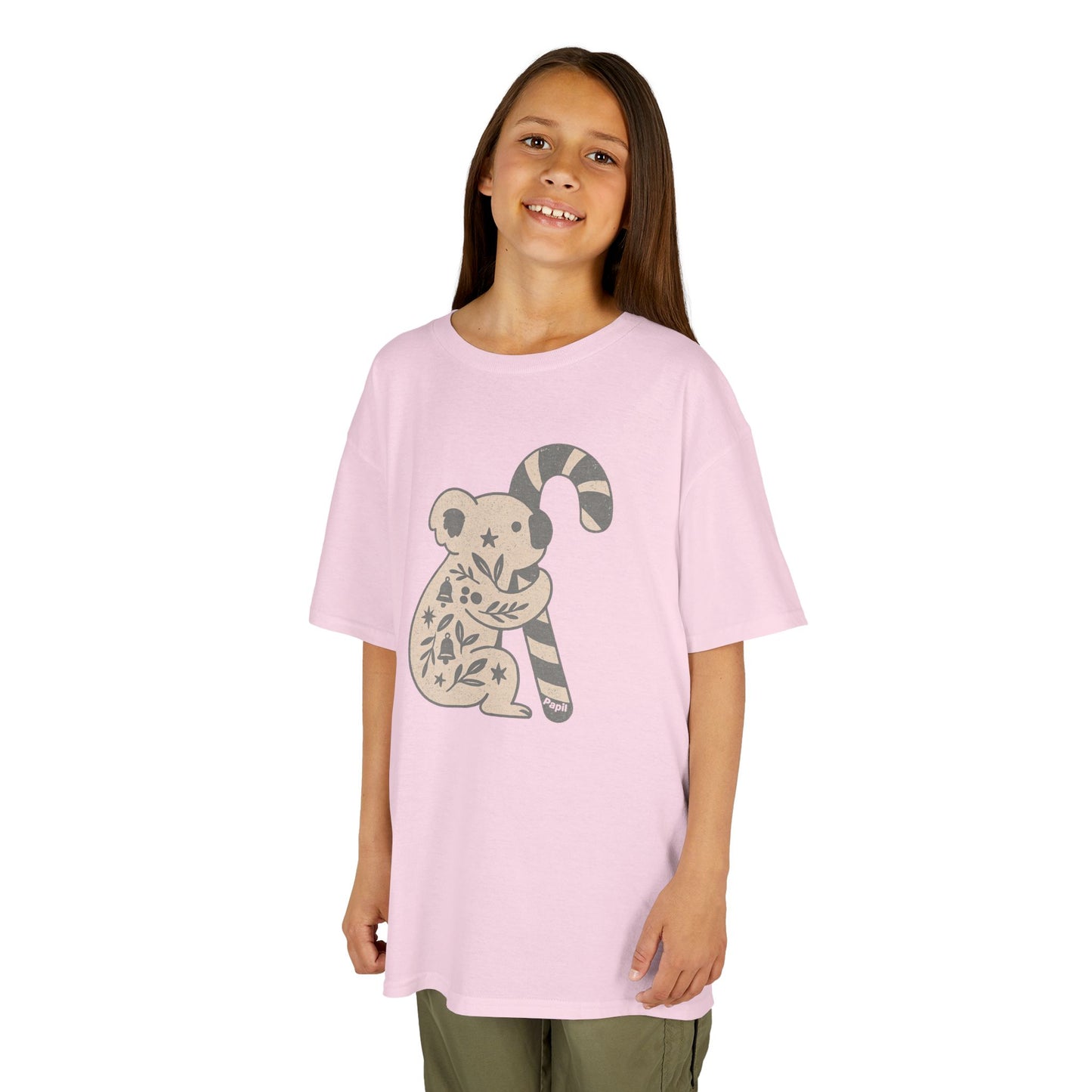Floral Koala with Candy Cane Christmas Tee | Kids T-Shirt