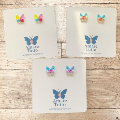Whimsical Resin Butterfly Stud Earrings (9mm) – Stainless Steel Posts