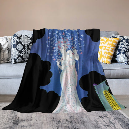 Vintage Glamour Lady Flannel Blanket – “Ms Vogue” Art Print Ultra-Soft Flannel Throw Blanket