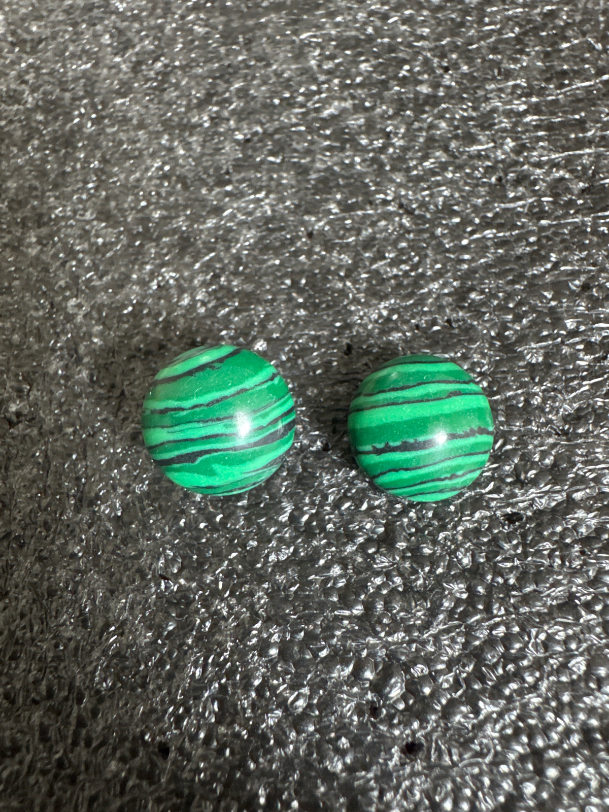 12mm Faux Malachite Studs | Stainless Steel
