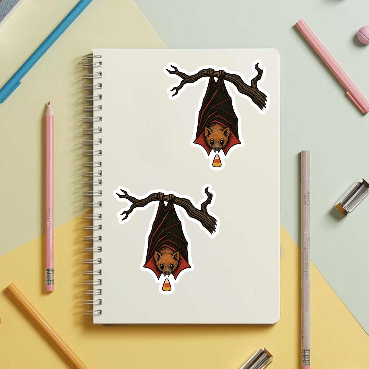 Count Bat-ula Vampire Fruit Bat | Halloween Vintage | White Vinyl | Die-Cut Sticker