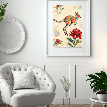 Wallaby Painted Australian Animal Fine Art Poster