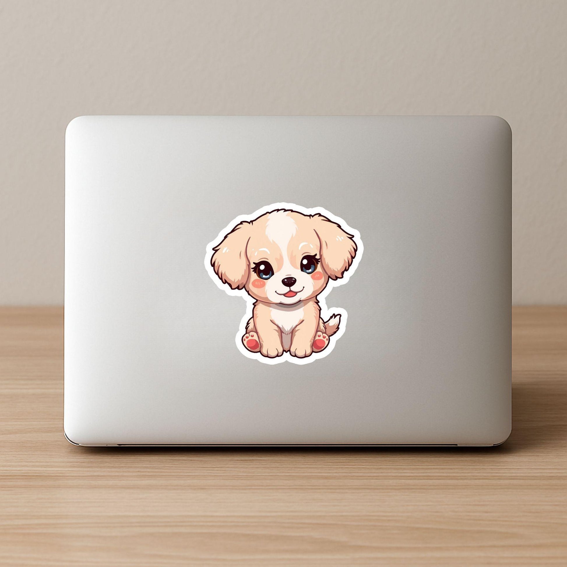 Puppy Love Cute Dog | Kawaii Animal | White Vinyl | Die-Cut Sticker