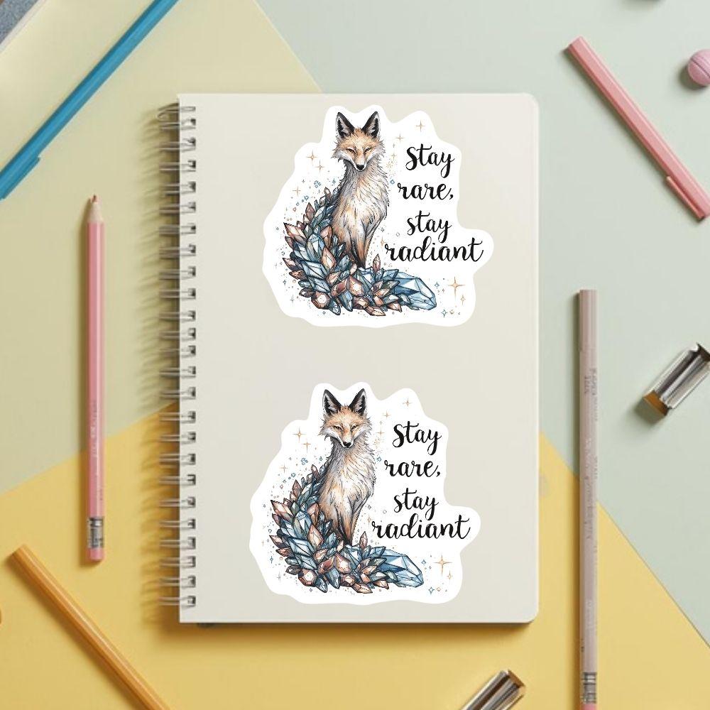 Stay Rare Stay Radiant Crystal Fox | Empowering | White Gloss Vinyl | Die-Cut Sticker