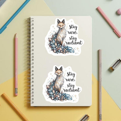 Stay Rare Stay Radiant Crystal Fox | Empowering | White Gloss Vinyl | Die-Cut Sticker