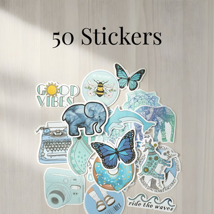 Blue Aesthetic Vinyl Sticker Pack (50 Pack)