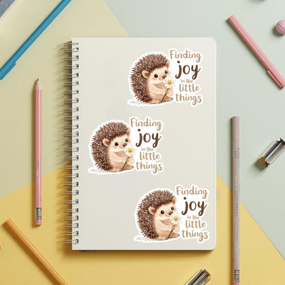 Finding Joy Hedgehog | Inspirational | White Gloss Vinyl | Die-Cut Sticker
