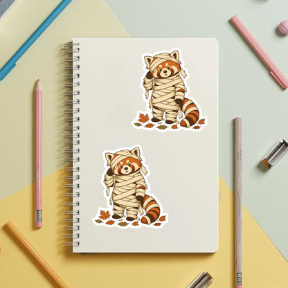 Mummy Panda Wrapped in Bandages | Halloween Vintage | White Vinyl | Die-Cut Sticker