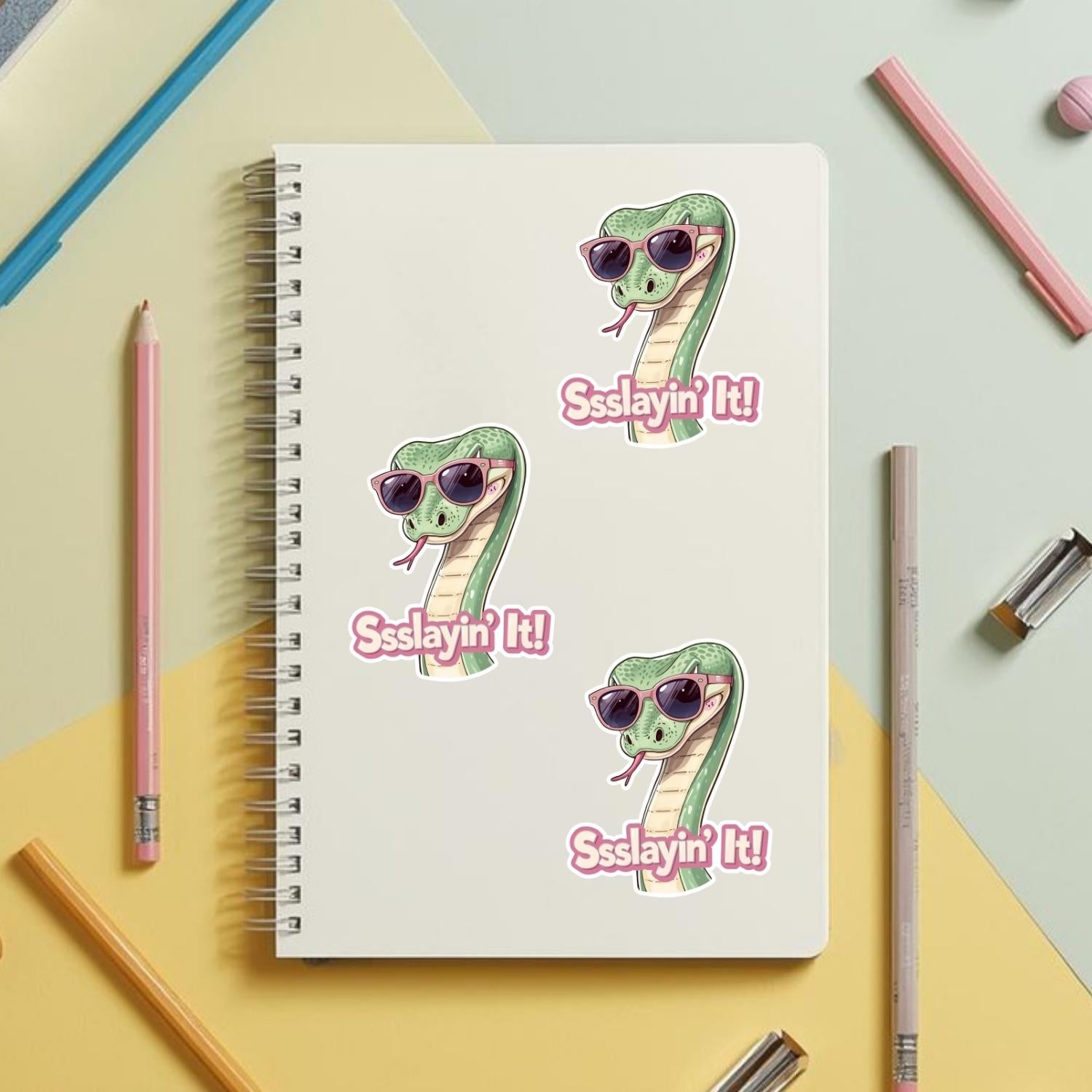 Ssslayin' It Cool Snake | Confident | White Gloss Vinyl | Die-Cut Sticker