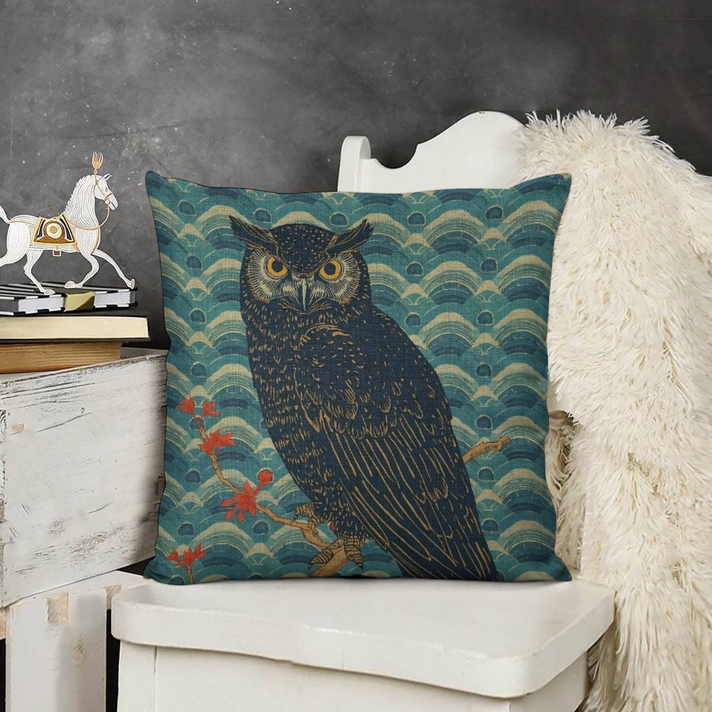 Majestic Owl Linen Double Sided Throw Pillow Cushion Covers | 45×45 cm