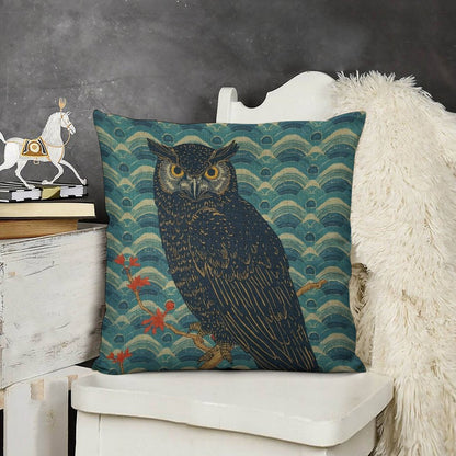 Majestic Owl Linen Double Sided Throw Pillow Cushion Covers | 45×45 cm