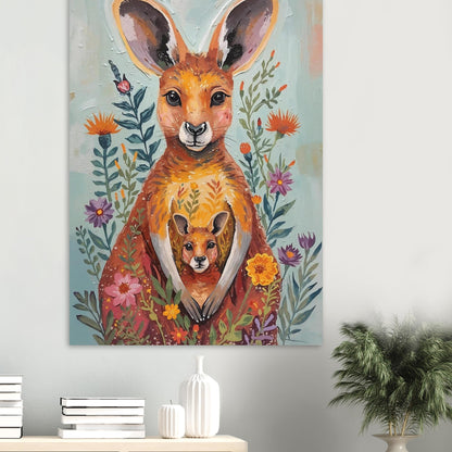 Abstract Impressionist Kangaroo & Joey Fine Art Poster – Vibrant Nature-Inspired Wall Decor