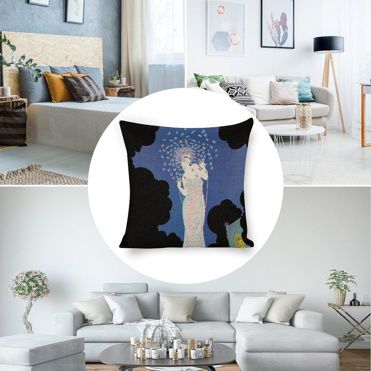 Ms Vogue Linen Cushion Pillow Cover — Double-Sided Print, 45×45cm