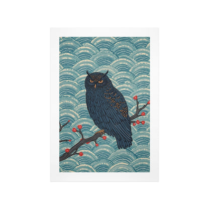Nocturne Owl – Japanese Ukiyo-e Inspired Canvas Wall Art Print 12"x18" (30 x 45cm)