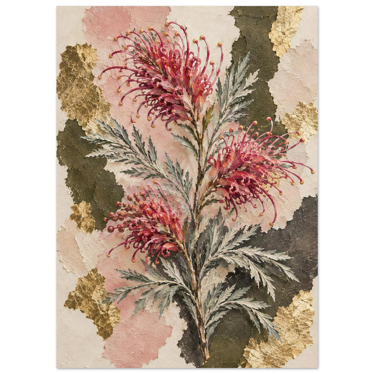 Grevillea Australian Native Flower Fine Art Poster 13x18 cm 5x7″