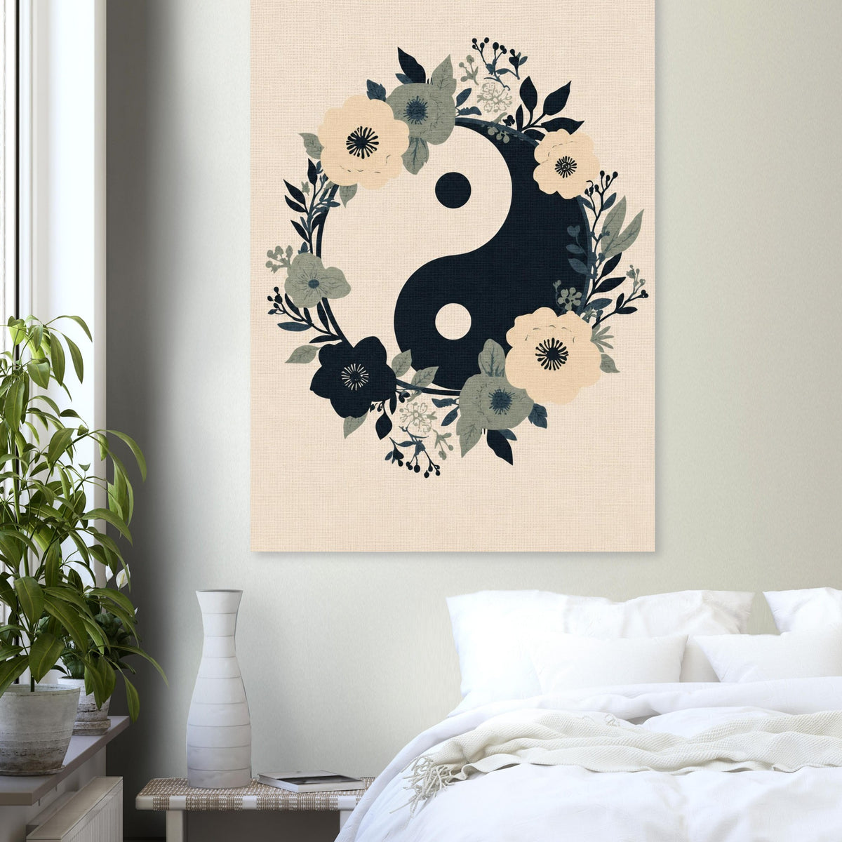 Floral Yin Yang Harmony Fine Art Poster - Balance & Serenity Wall Decor