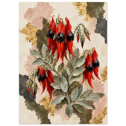 Sturt's Desert Pea Australian Native Flower Fine Art Poster 13x18 cm 5x7″