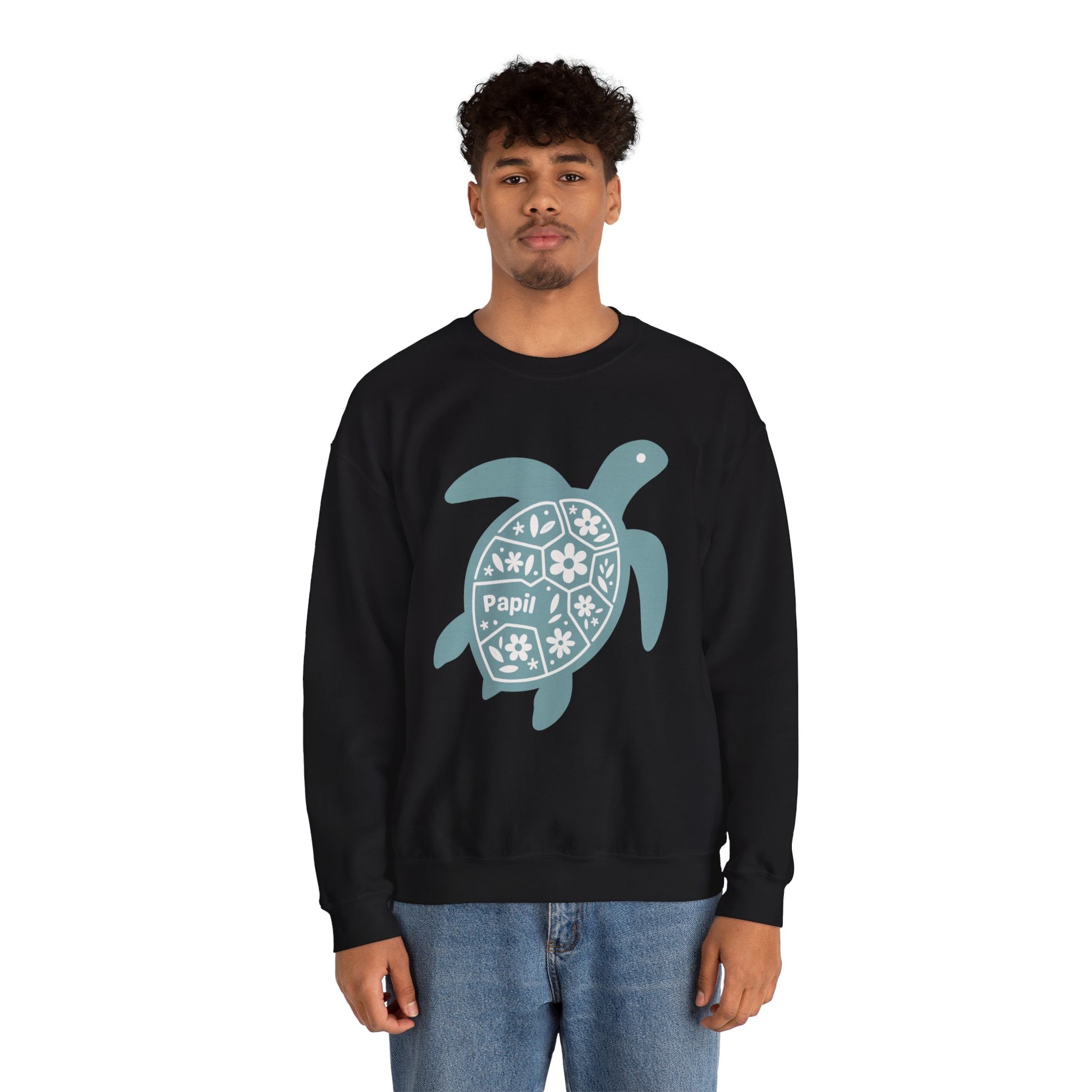 Turtle Graphic Sweatshirt — Floral Sea Turtle Crewneck