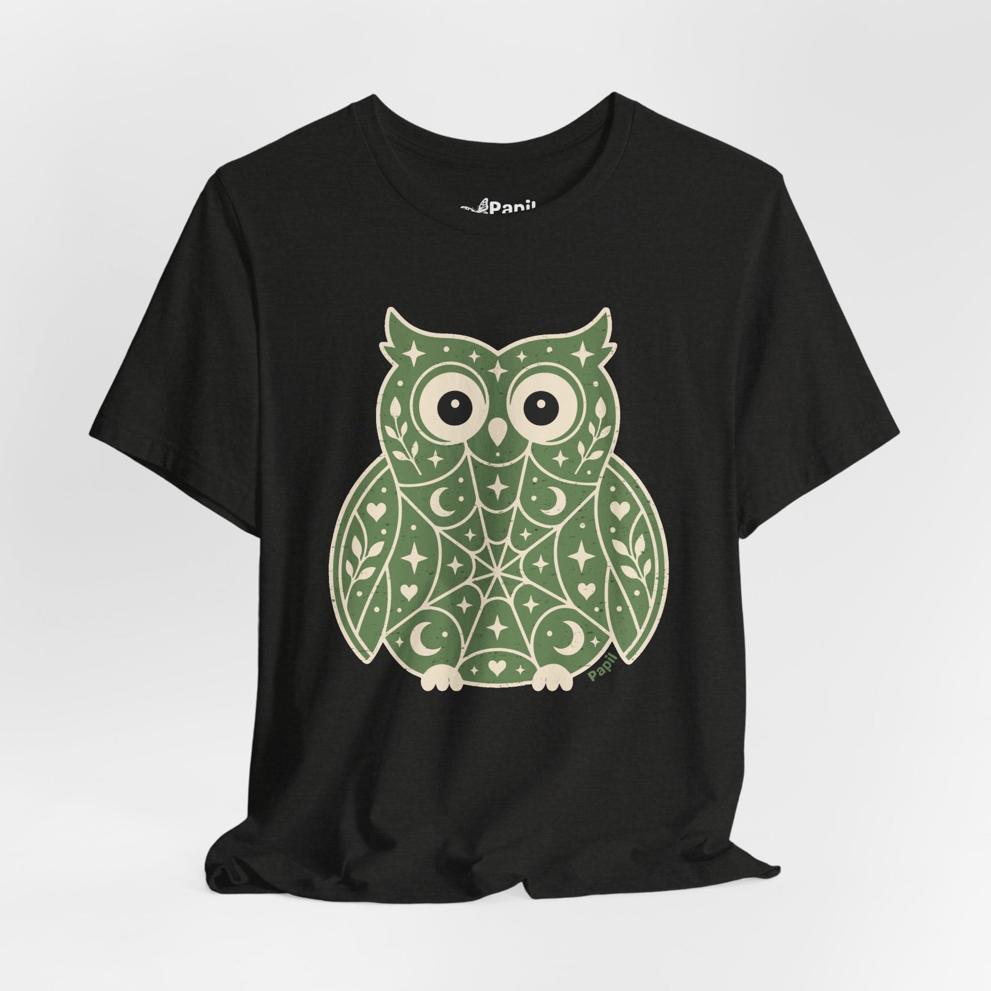 Enchanted Owl Halloween Graphic Tee | Vintage Woodland Owl T-Shirt - Green