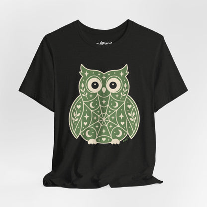 Enchanted Owl Halloween Graphic Tee | Vintage Woodland Owl T-Shirt - Green
