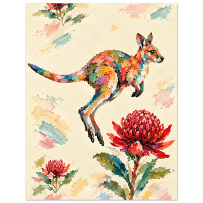 Wallaby Painted Australian Animal Fine Art Poster 27x35 cm 11x14″