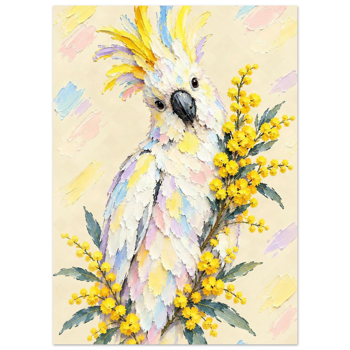 Cockatoo Painted Australian Animal Fine Art Poster 13x18 cm 5x7″