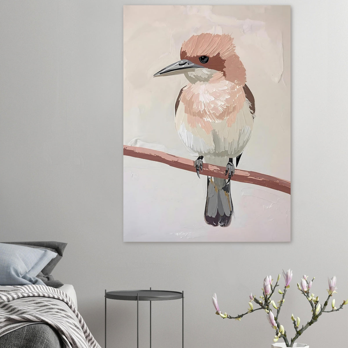 Elegant Neutral Toned Bird Fine Art Poster – Vivid Color Choices and Sizes