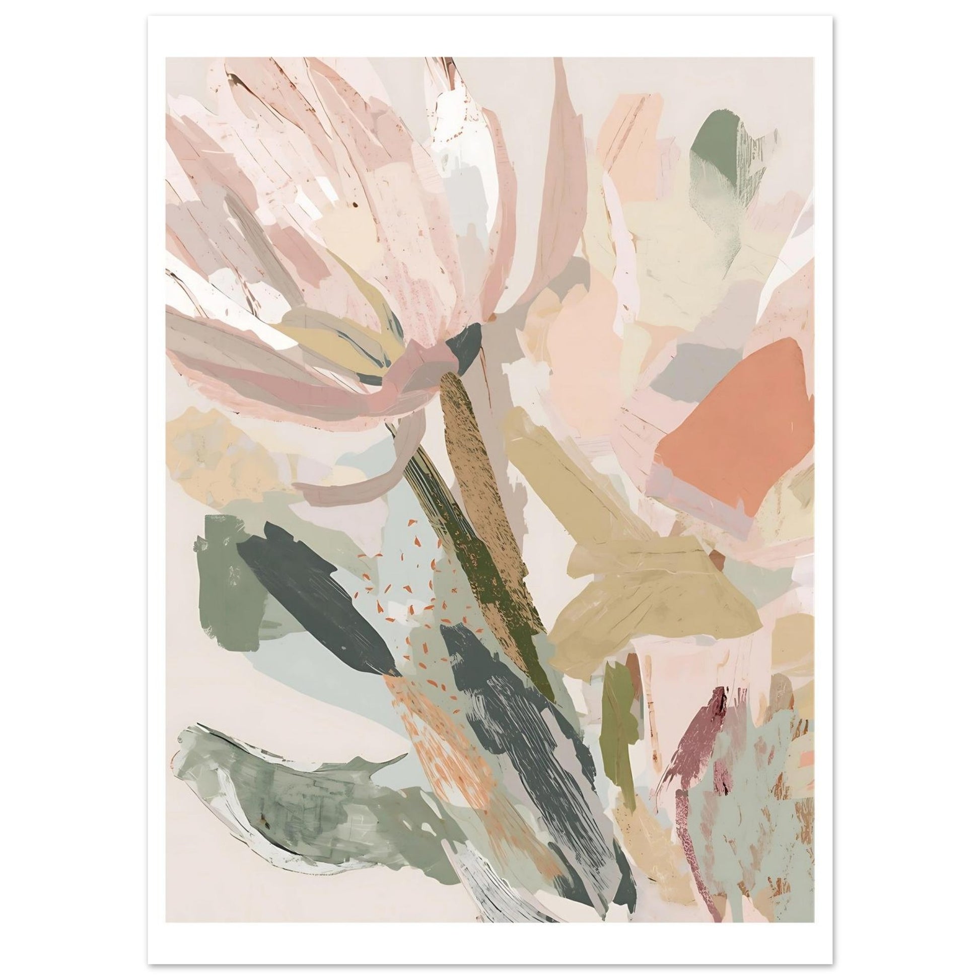 Abstract Floral Canvas Wall Art Print | Modern Minimalist Botanical Painting 13x18 cm 5x7″