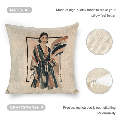 Modern Muse Linen Cushion Pillow Cover — Double-Sided Print, 45×45cm