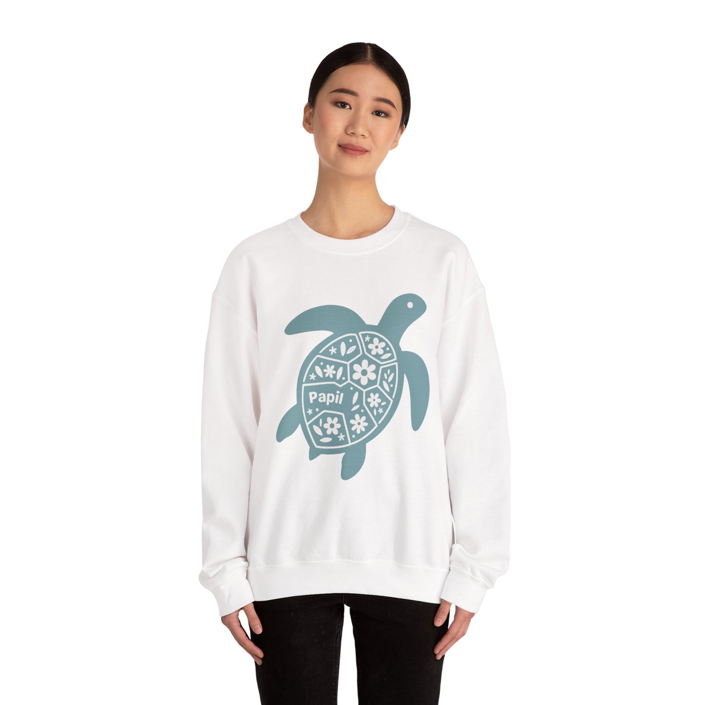 Turtle Graphic Sweatshirt — Floral Sea Turtle Crewneck