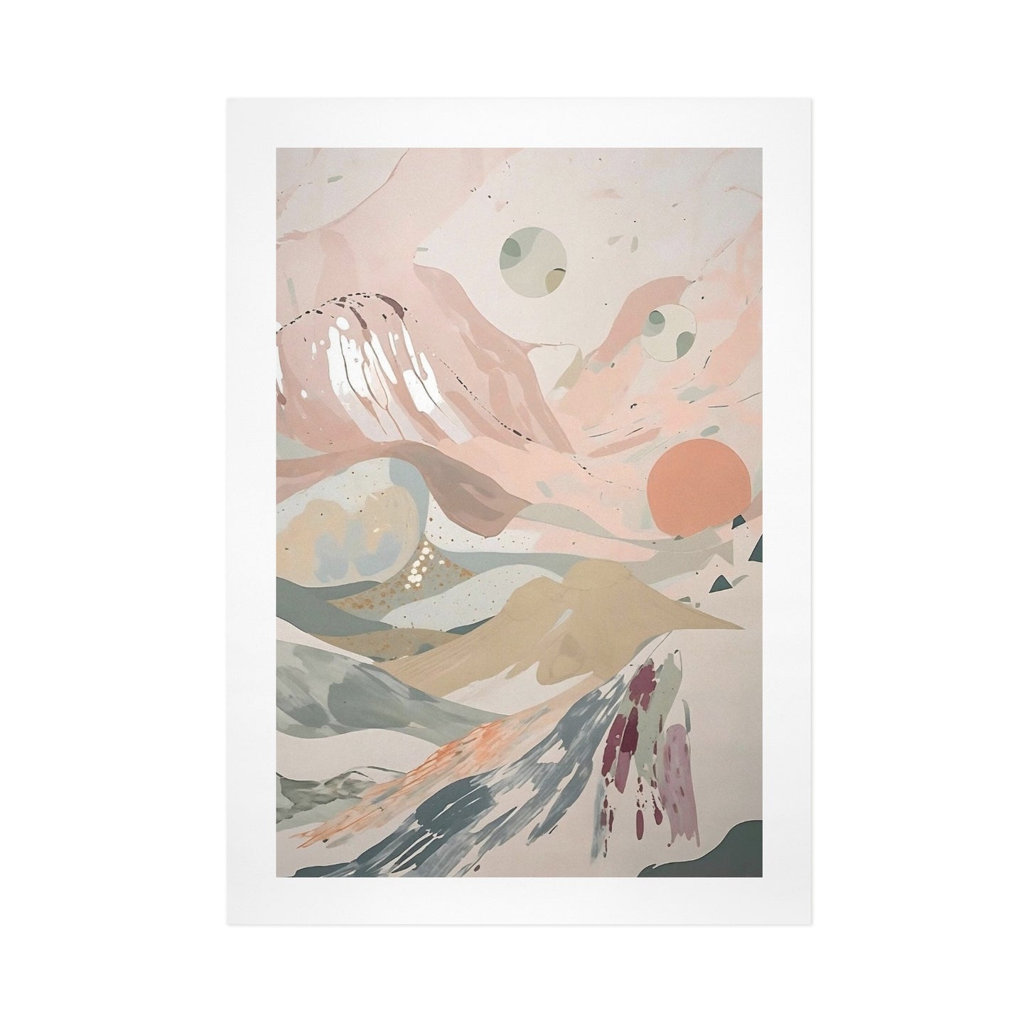Celestial Dusk – Abstract Pastel Landscape Canvas Wall Art Print 16"x24" (40 x 60cm)