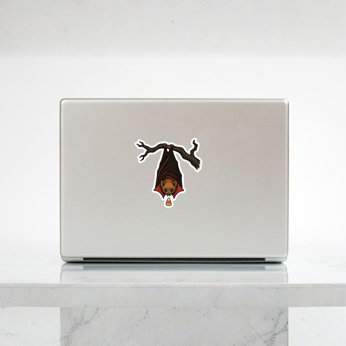 Count Bat-ula Vampire Fruit Bat | Halloween Vintage | White Vinyl | Die-Cut Sticker